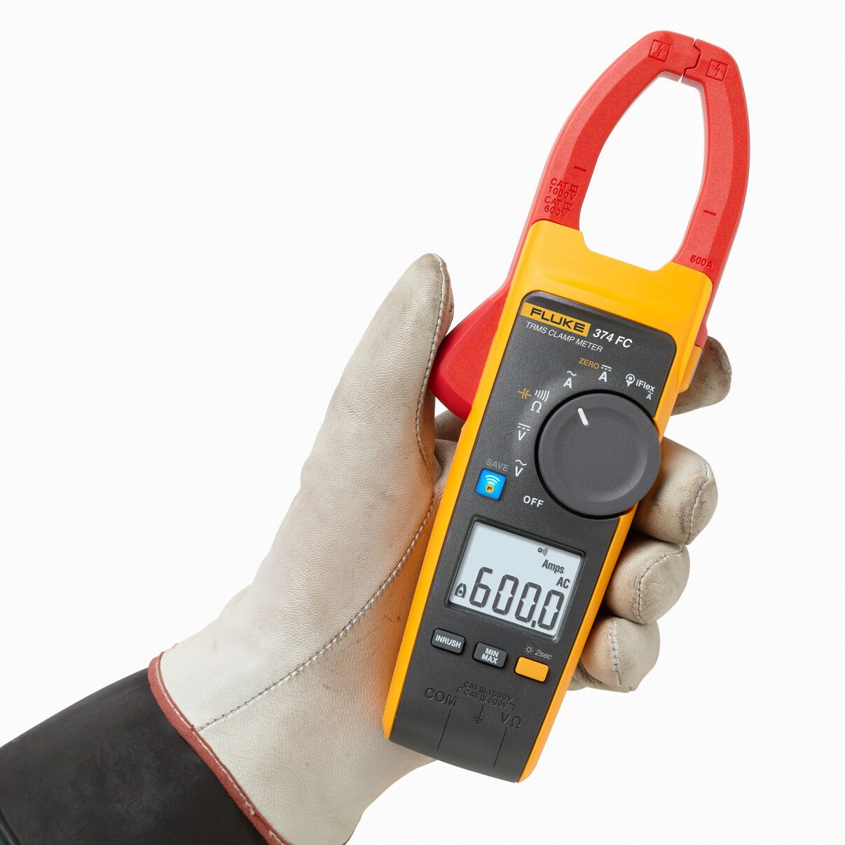 Fluke 374 FC True RMS AC/DC Clamp Meter, 600 A, 1000 V