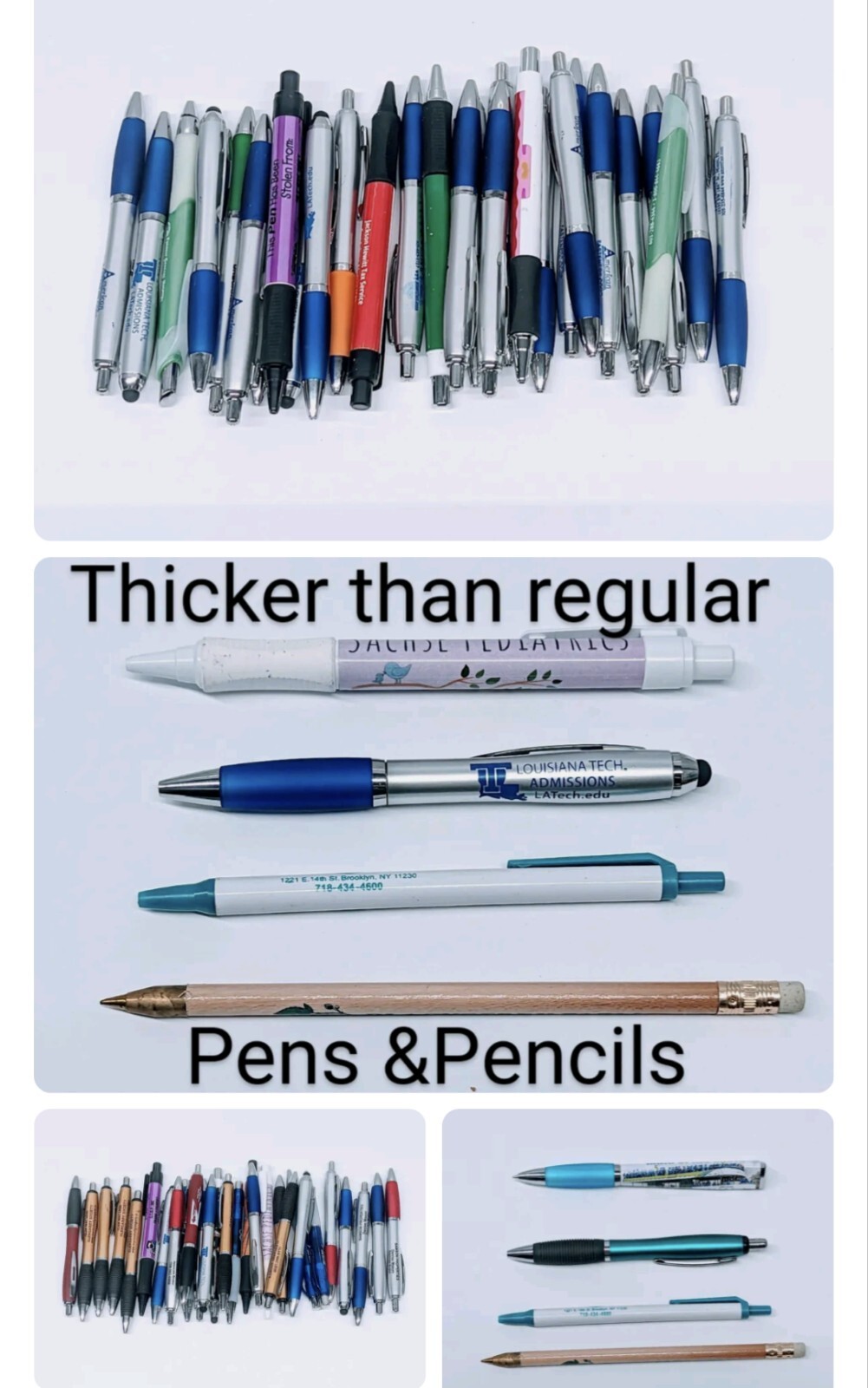 30ct Lot Retractable Misprint Pens Thick Barrel Rubber Grip: MIXED COLORS/STYLES