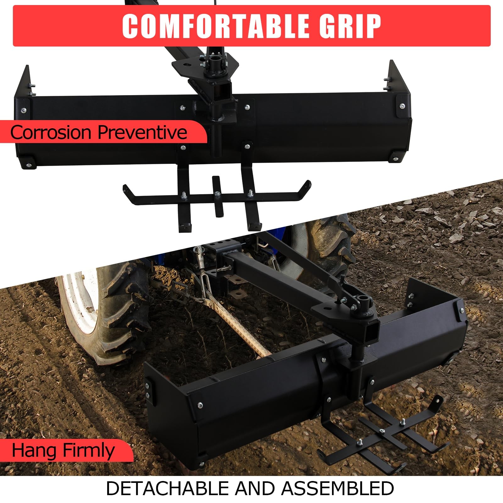 42″ Hitch Tow Behind Box Scraper Fit for ATV UTV Grader, Lawn Tractor Attachment