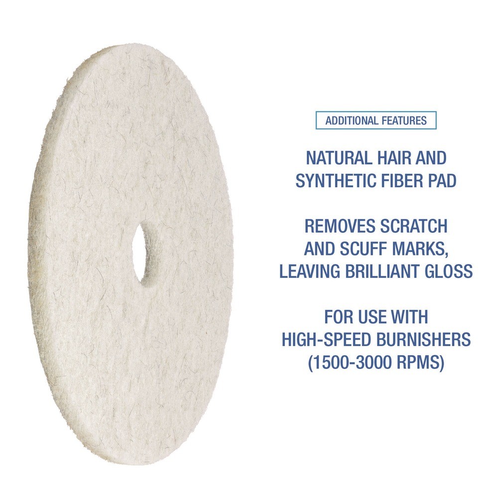Boardwalk 4021NAT 21″ Diameter Natural Burnishing Floor Pads – White (5/CT) New