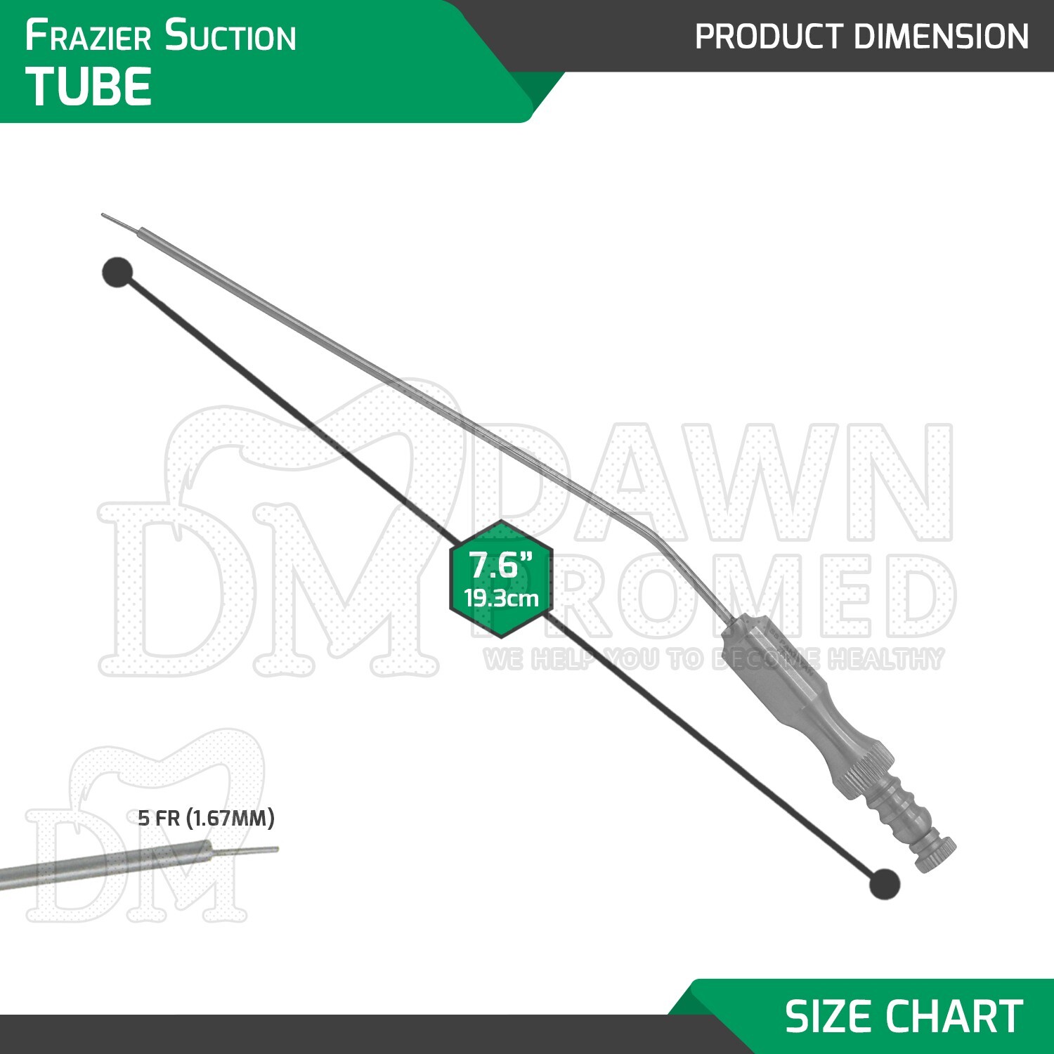 Frazier Aspirator Suction Tube No.5 Dental ENT Diagnostic Surgical Inst German G
