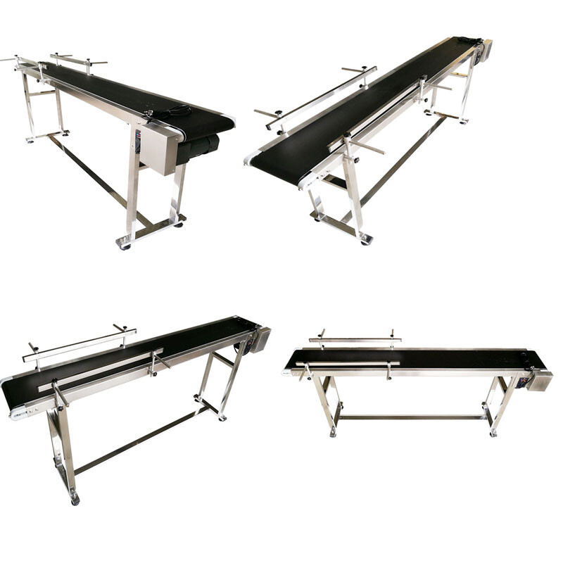 110V 60W 70.8*7.8» Double Guardrail PVC Belt Conveyor Transfer Shipping Machine