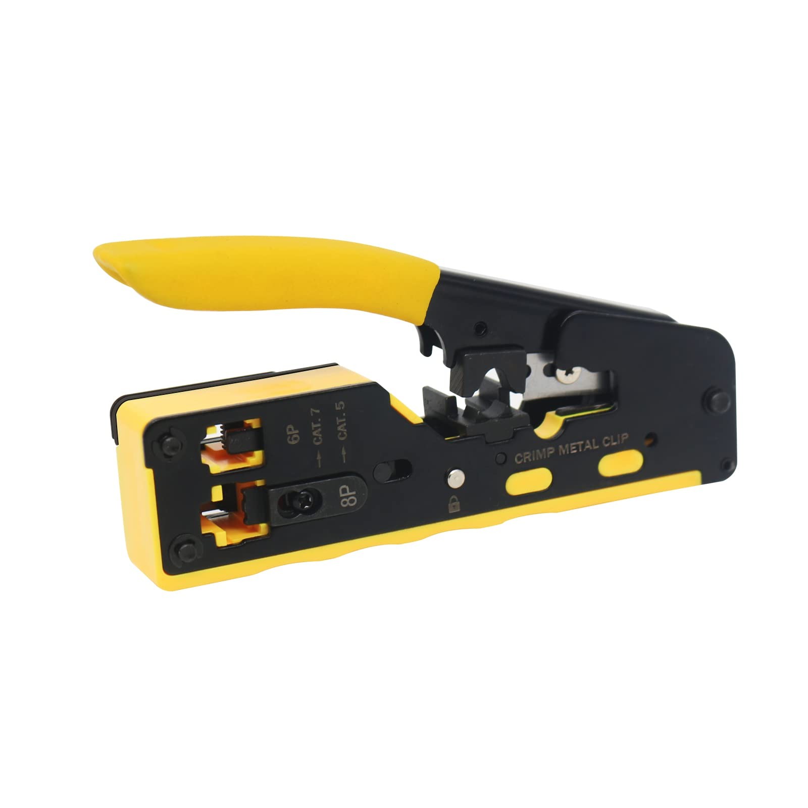 Pass Through RJ45 Crimp Tool / Wire Stripper / Wire Cutter for RJ11/RJ12 Stan…
