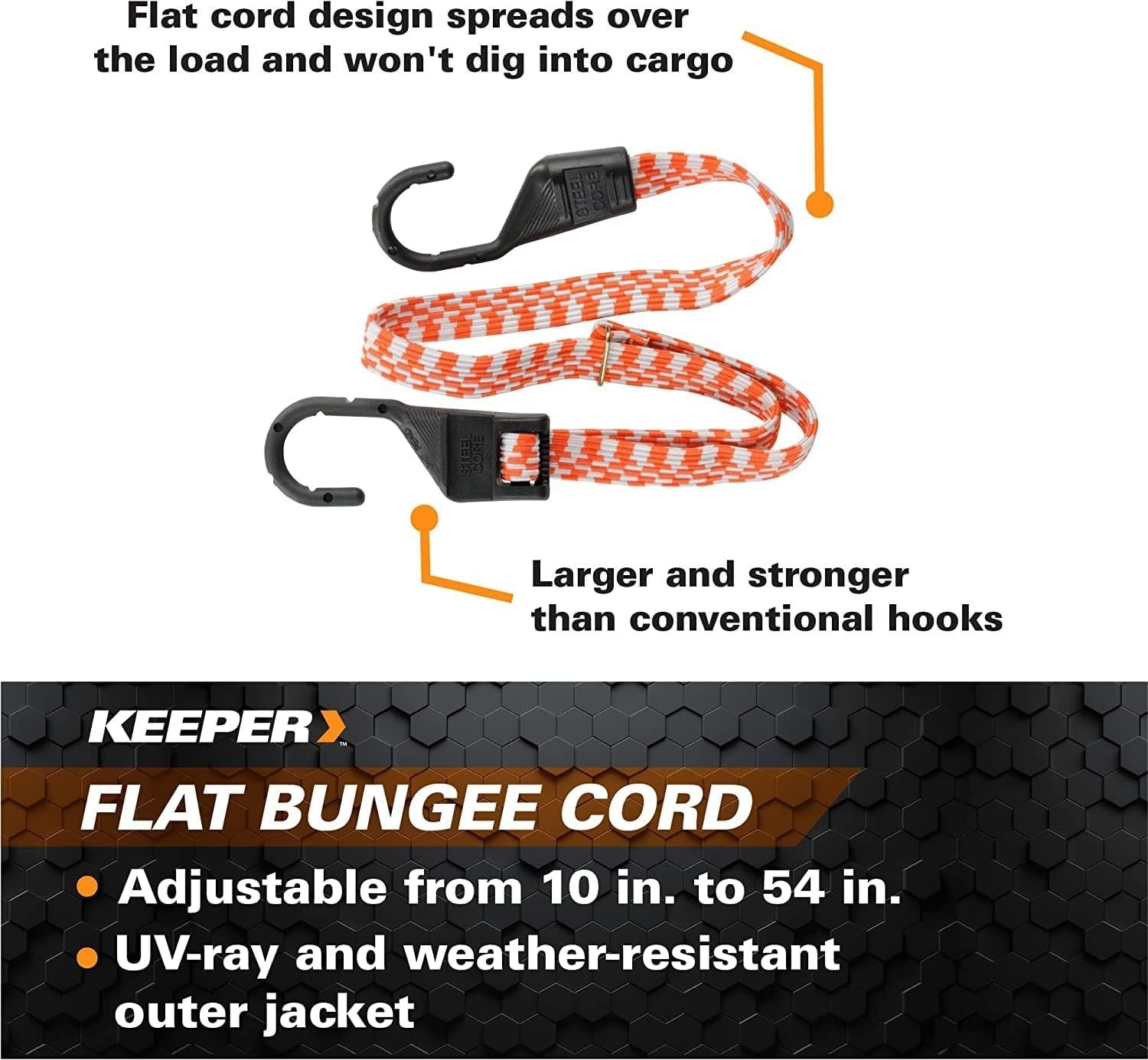 Durable Adjustable Bungee Cord 10 to 54 in | Vibrant Multicolor, Strong Hooks