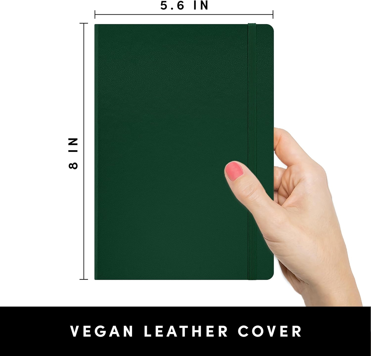 PAPERAGE Blank Journal Notebook, (Dark Green), 160 Pages, Medium 5.6 in X 8 in –