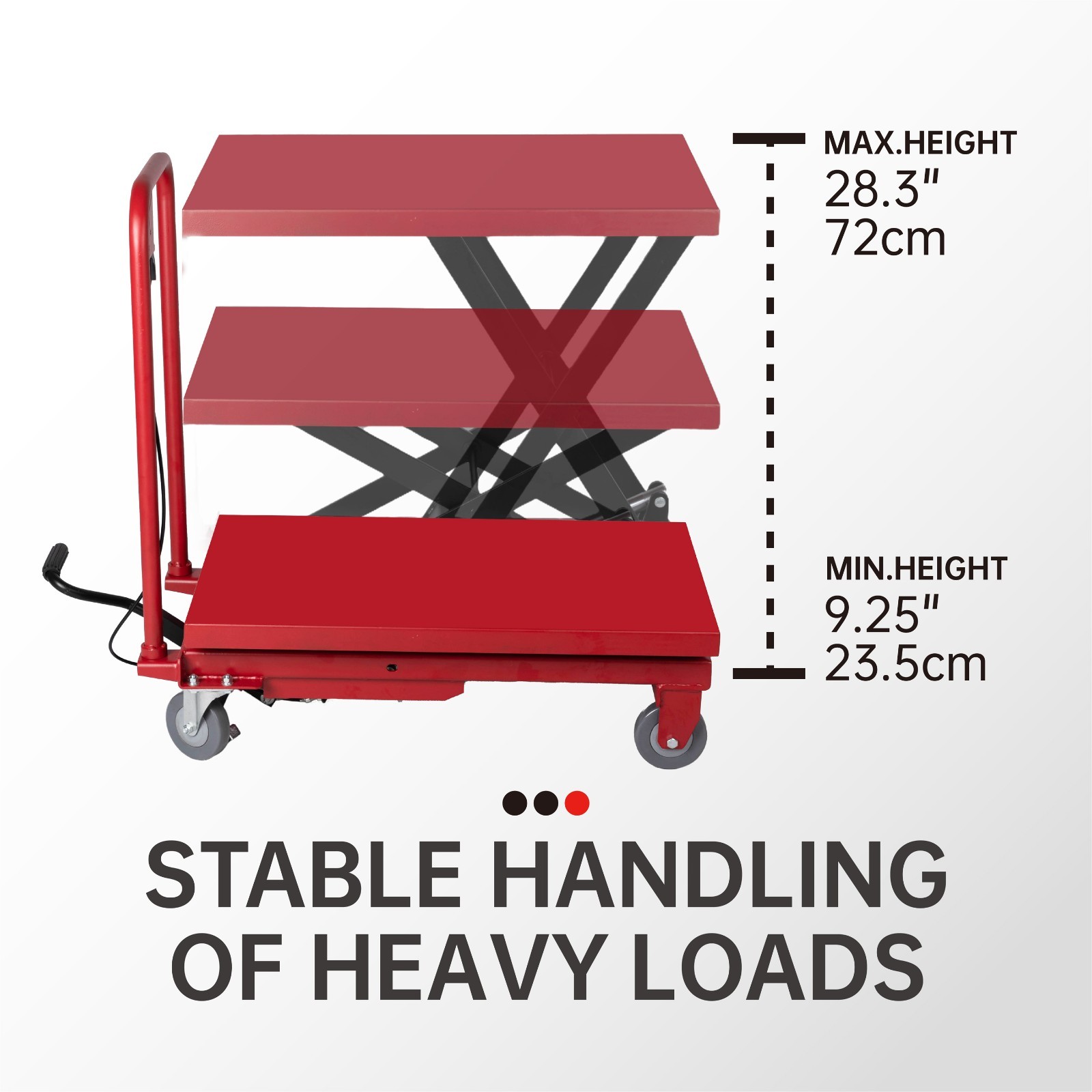 500 lbs Hydraulic Scissor 28-Inch Lift Table Cart for Material Handling