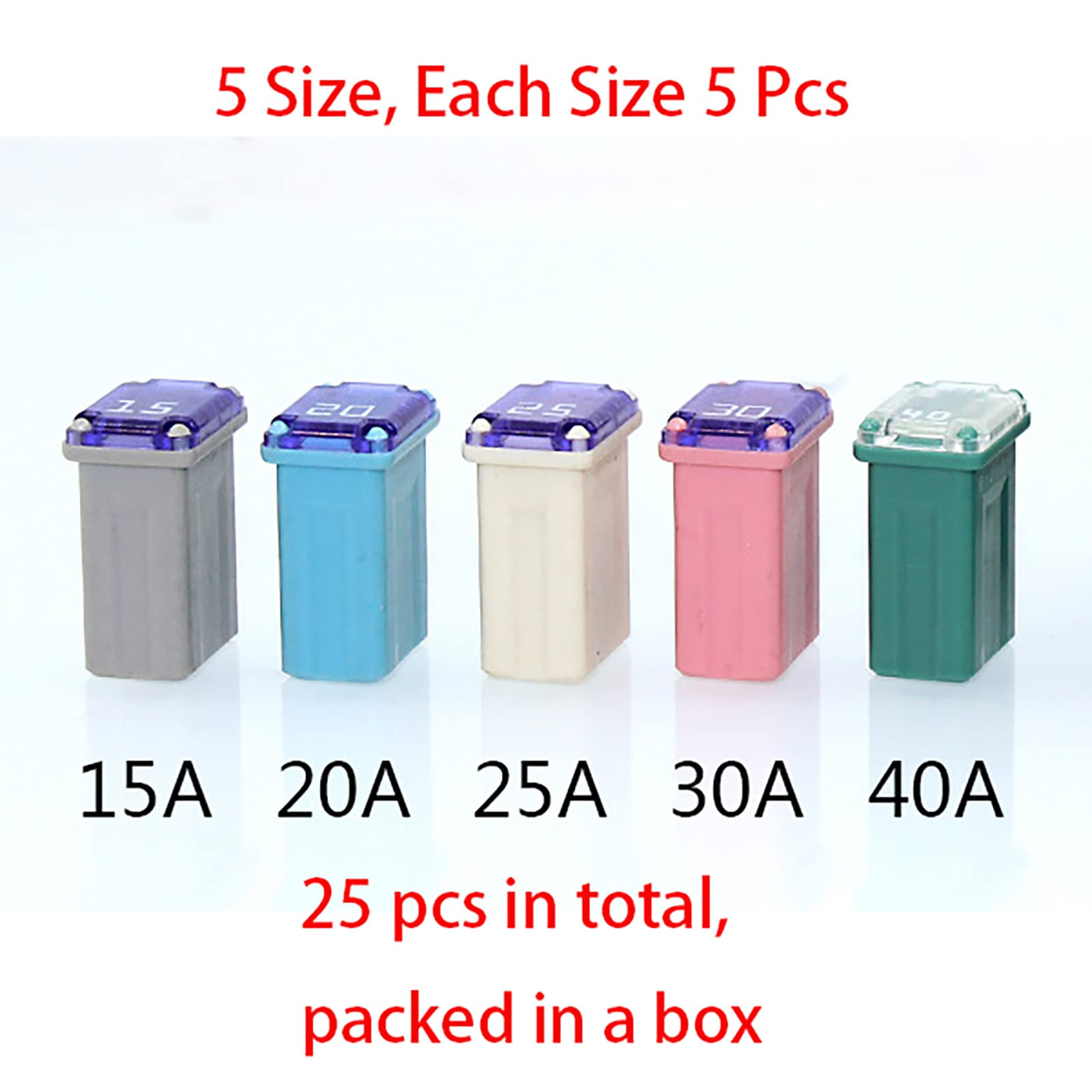25 Pack Micro Cartridge Fuses FMM Fuses Kit 15-40Amp MCASE Type for Cars, SUVs