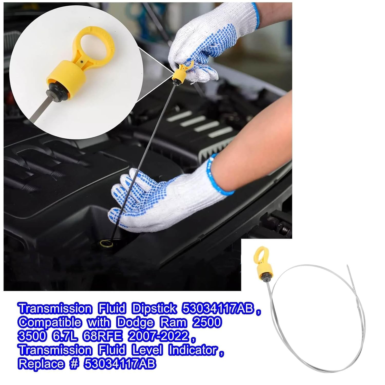 Transmission Fluid Dipstick, Compatible with 2500 3500 6.7L 68RFE 2007-2022, Tra