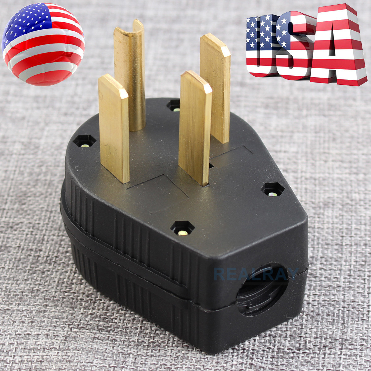 NEMA 14-50P 50A 125/250V Straight Blade Angle Plug for Dryer RV Generator 14-50P