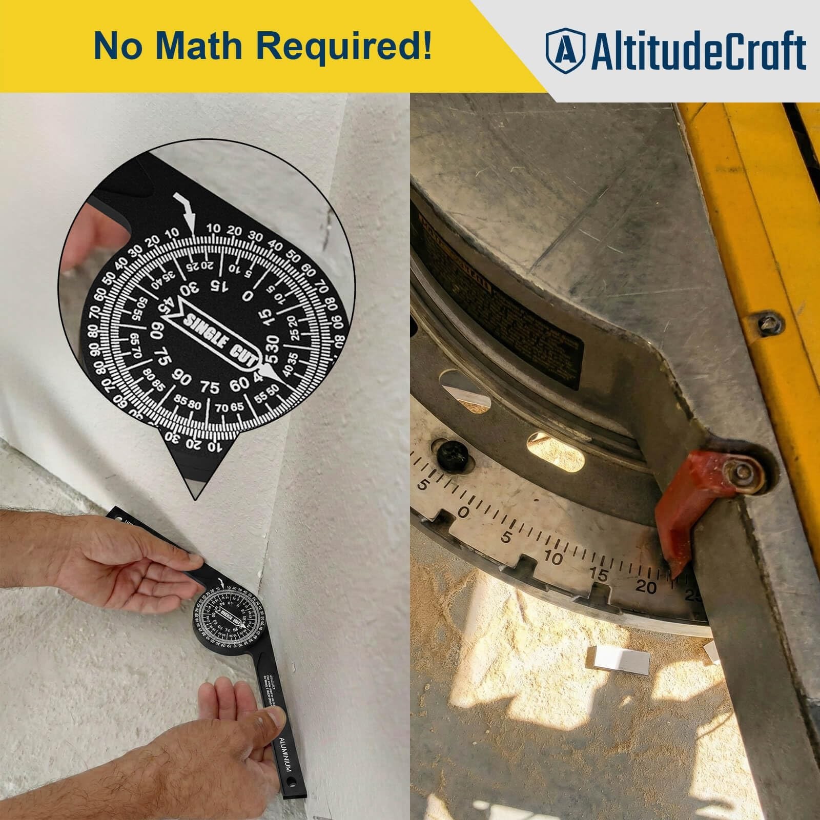 Precision Miter Saw Protractor & Crown Molding Angle Finder Tool for Accurate Cu