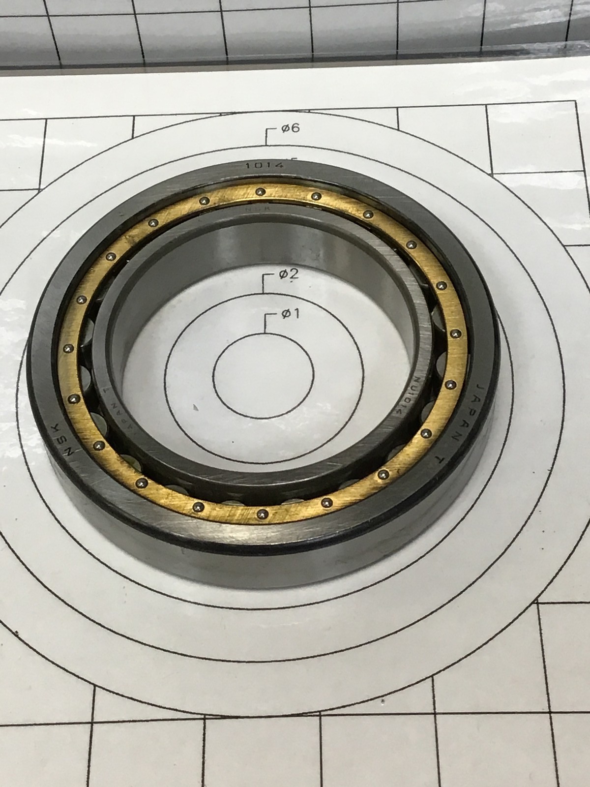 NSK – NU1014 – Cylindrical Roller Bearing 70x110x20mm Brass Cage Japan