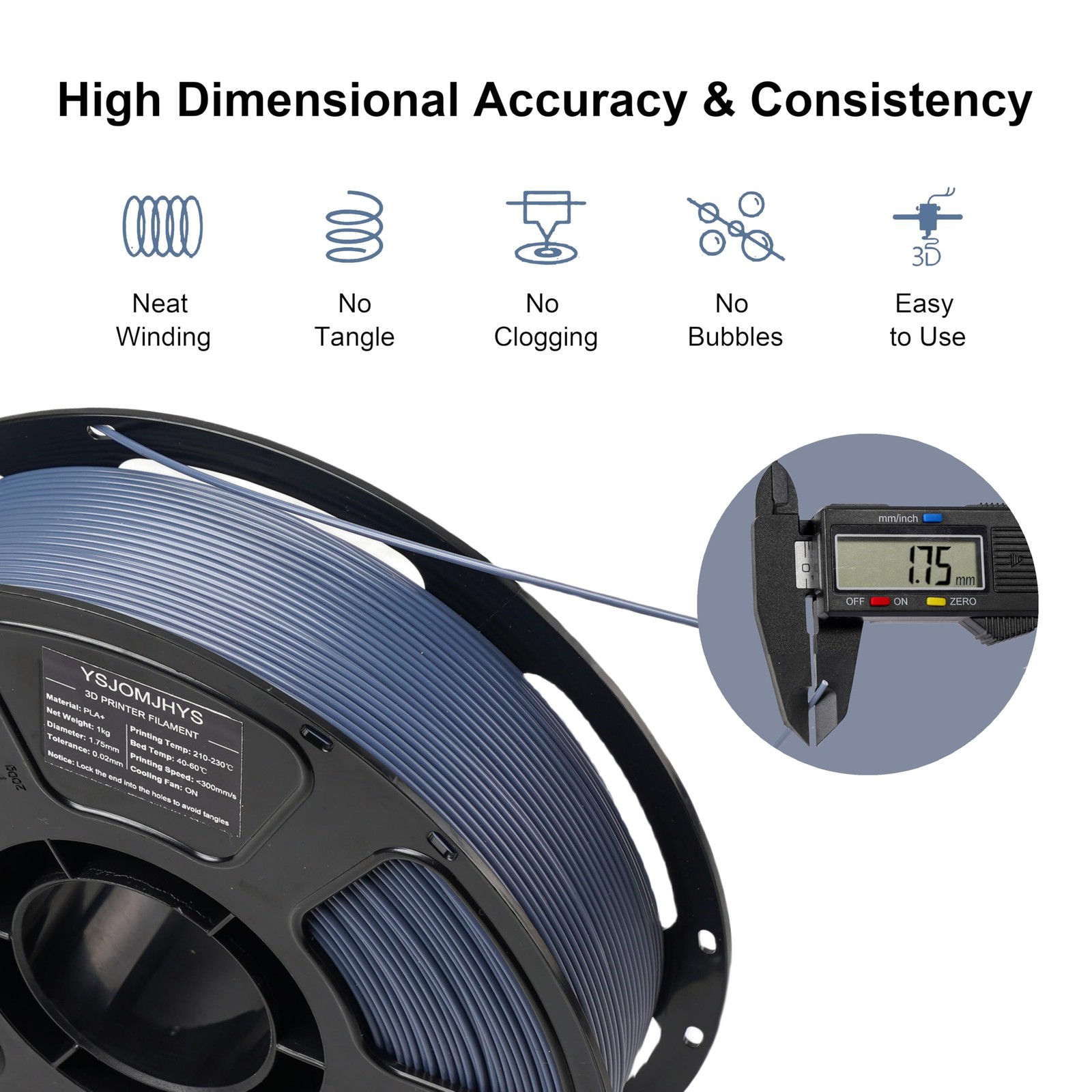 1.75 millimeters, 1kg*6-pla+ (Black+cement Grey+chocolate Brown+silvery…
