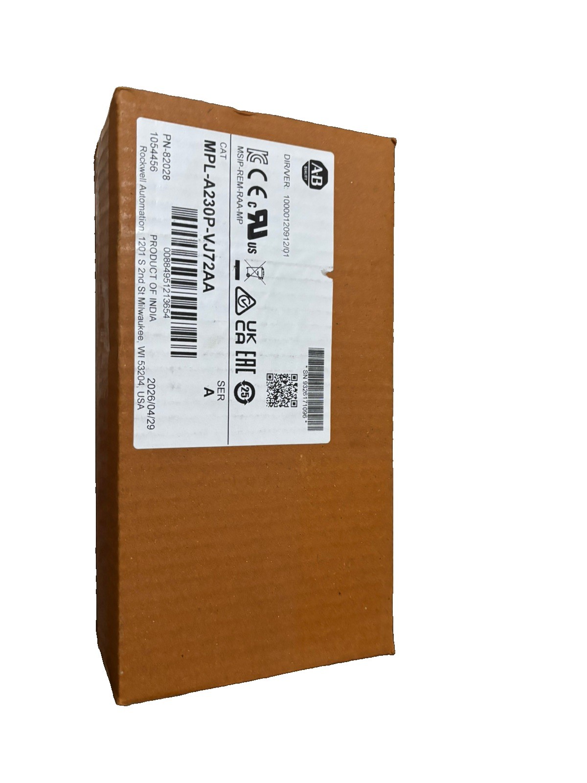 Allen-Bradley MPL-A230P-VJ72AA Low Inertia Servo Motor