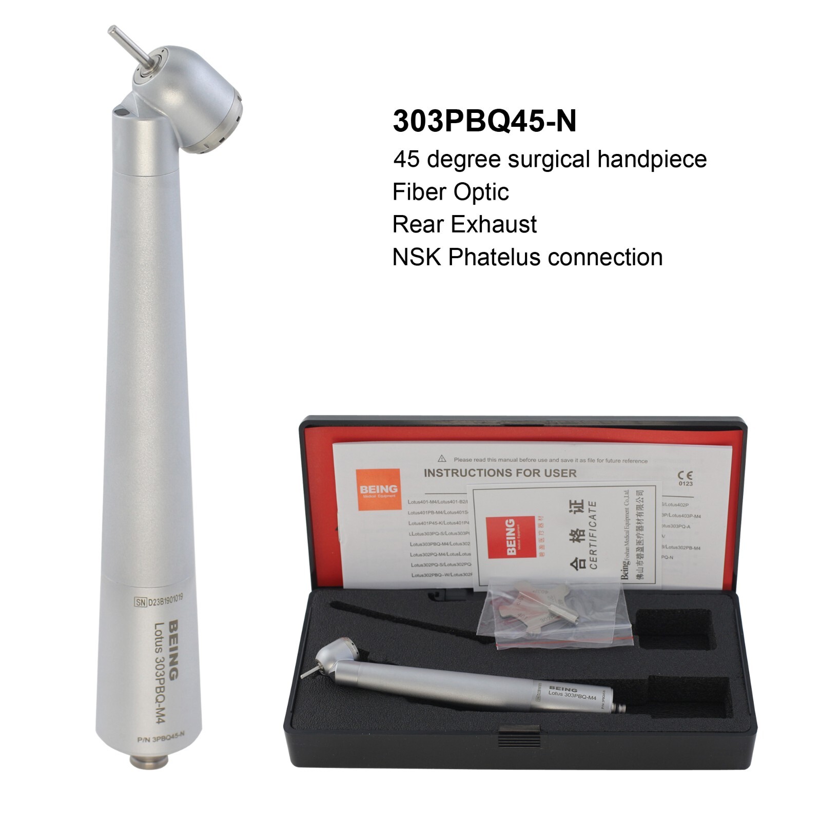 BEING Dental 45 Degree Surgical LED Handpiece High Speed KaVo NSK Coupler 6 Pin