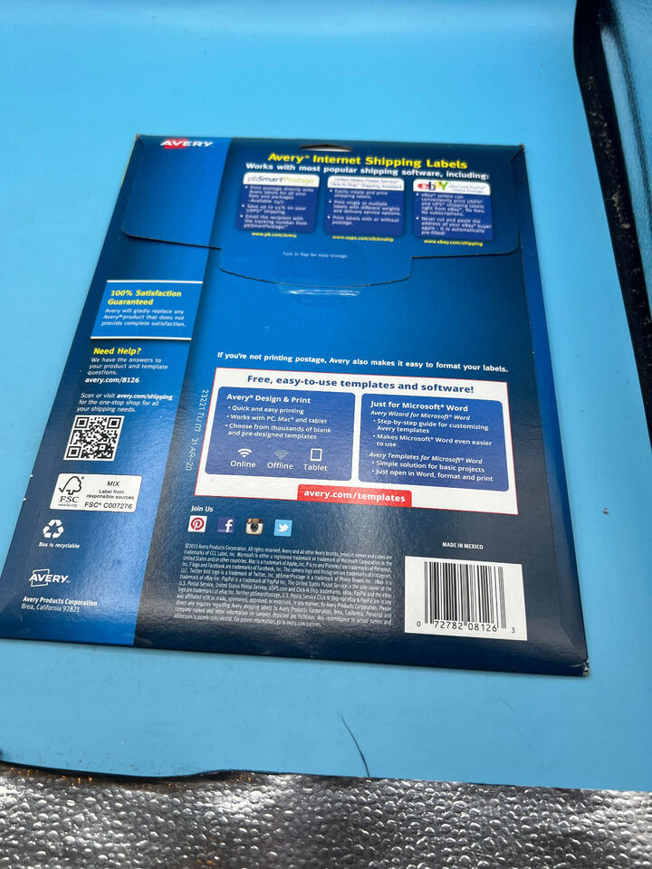 Avery 8126 Inkjet Shipping Labels,Perf. Sheets,5-1/2-Inch X8-1/2-Inch,50/Pk,We