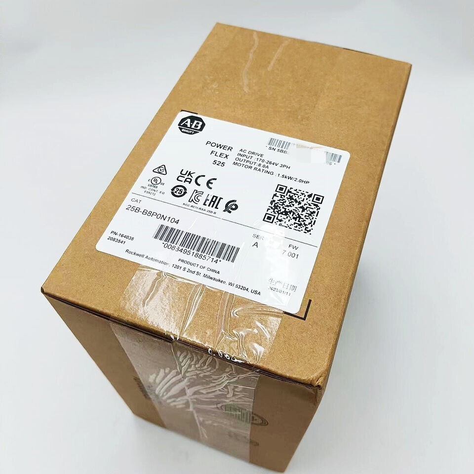 New AB 25B-B8P0N104 PowerFlex 525 Drive 1.5kW 2.0Hp 25B-B8P0N104 US Free Tax