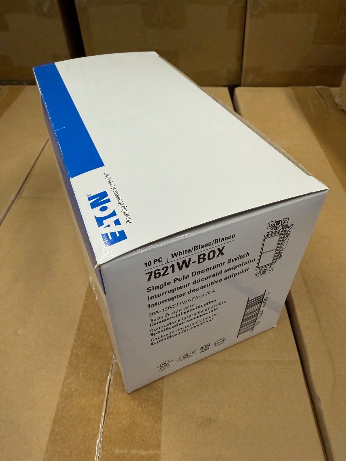 EATON COOPER 7621W COMM GRADE DECORATOR ROCKER SWITCH 20A 120/277V WHITE PICKQTY