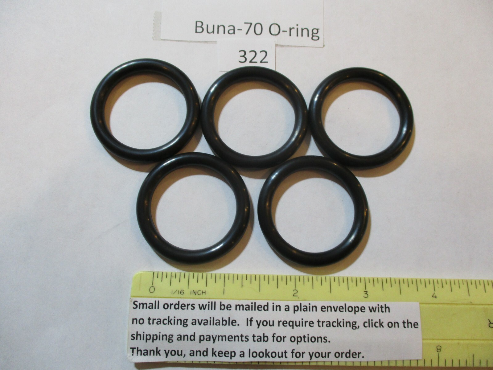 322 O-ring 1-1/4″ ID x 1-5/8″ OD x 3/16″ thick. Buna-70. Quan 5