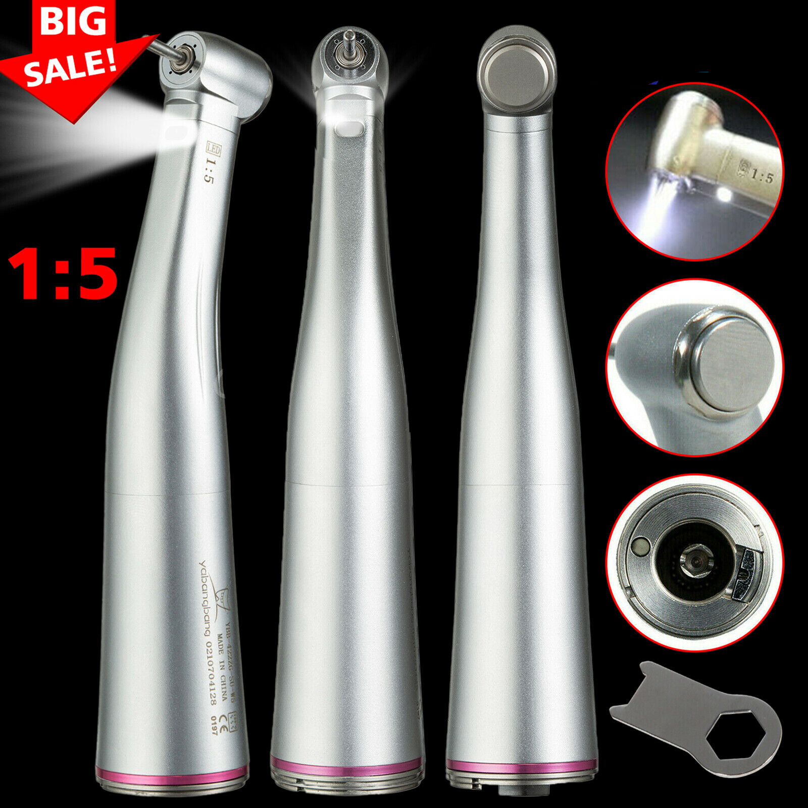 Yabangbang Dental High Speed Handpiece /1:5 Increasing Electric Contra Angle USA