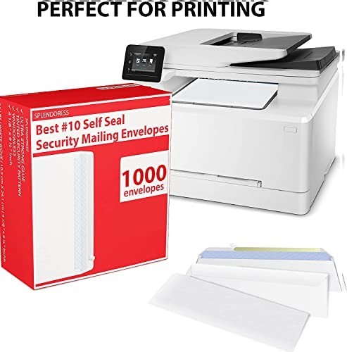 Self Seal #10 Envelopes 1000 Count Security Tinted 4.125 x 9.5 Inches 24lb