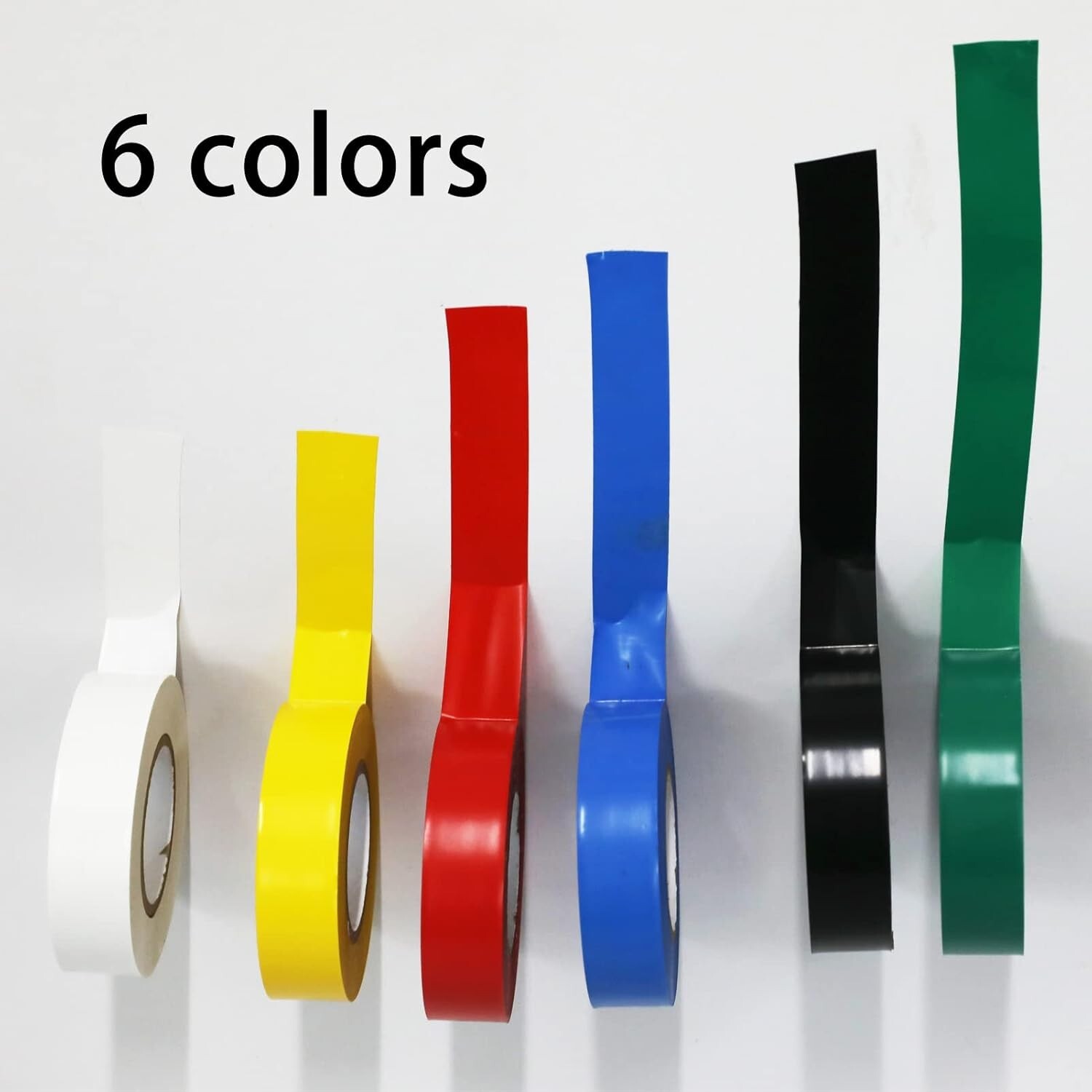 Multi Colored Electrical Tape 0.7″ Wide 32 Feet 10 Meters Per roll USA (6 Pack)