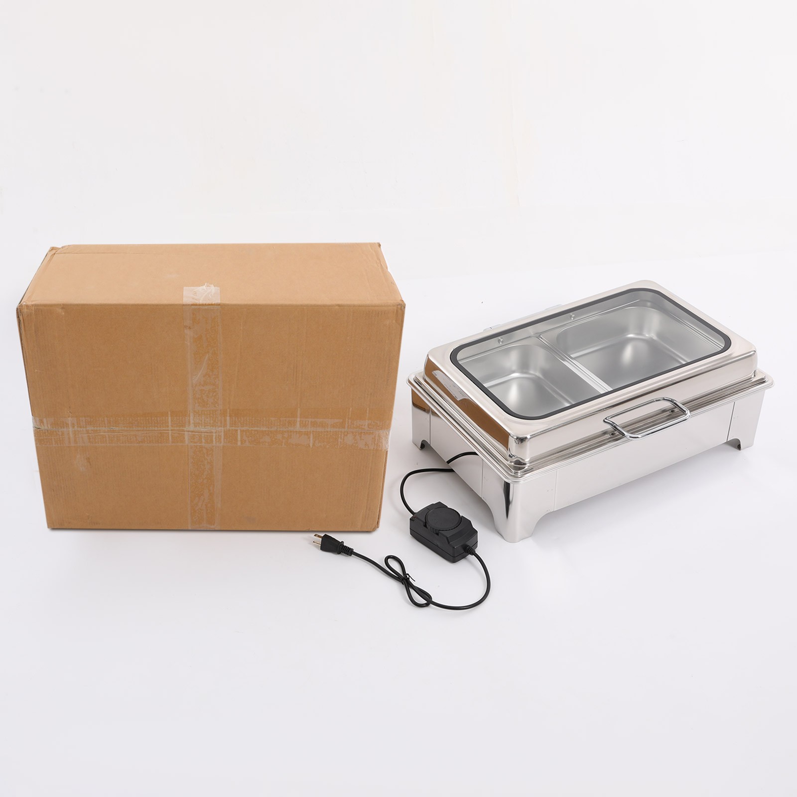 400W 9.5QT 2 Tray Stainless Steel Chafer Chafing Dish Catering Food Warmer Hotel
