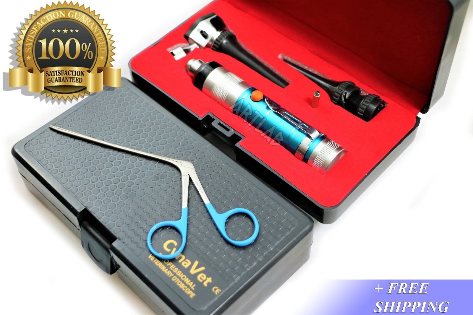 PROFESSIONAL VETERINARY OTOSCOPE SET + ALLIGATO FORCEPS- ANIMAL DIAGNOSTIC TOOLS