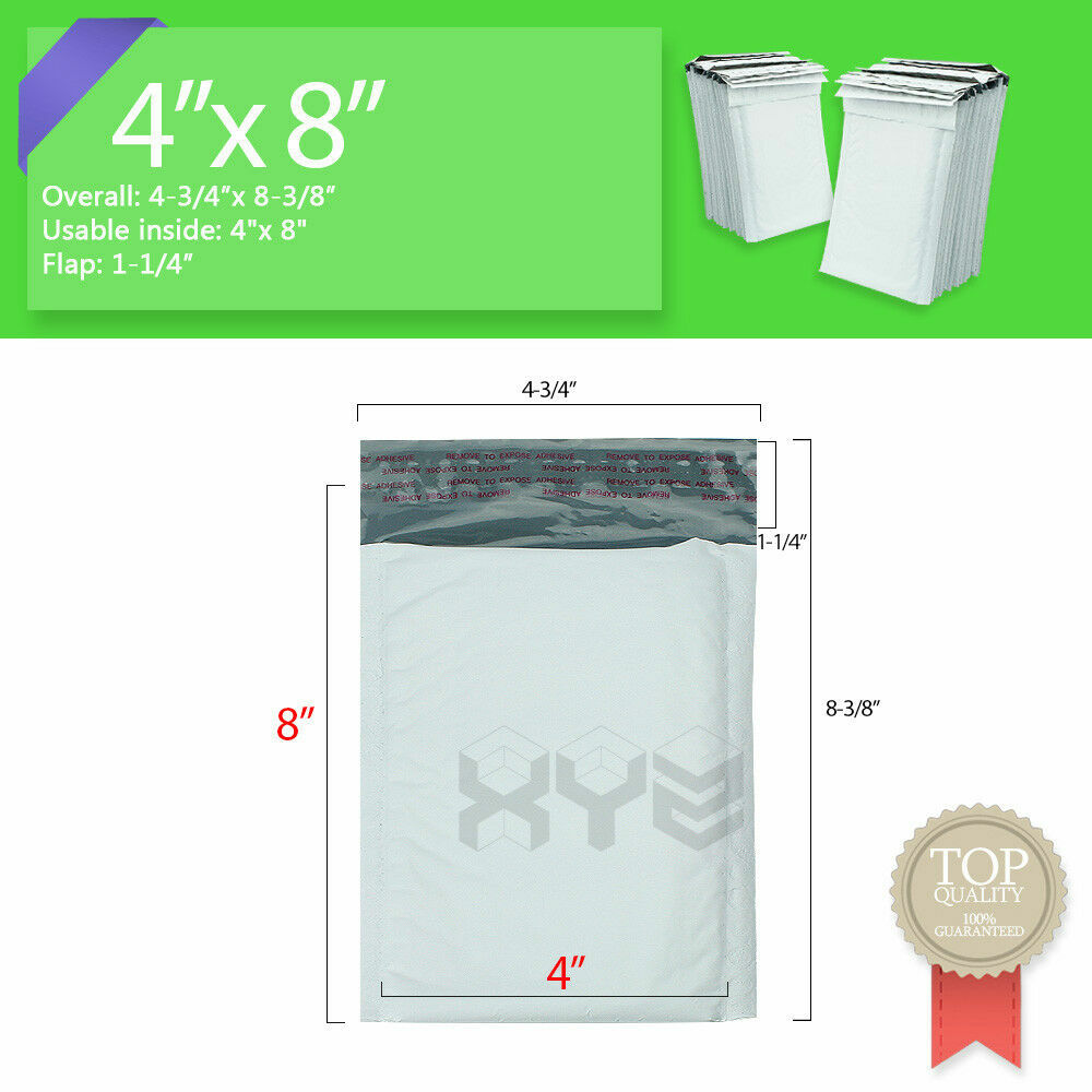 100 PCS #000 4×8 (4×7) Poly Bubble Mailers Padded Envelope Shipping Supply Bags