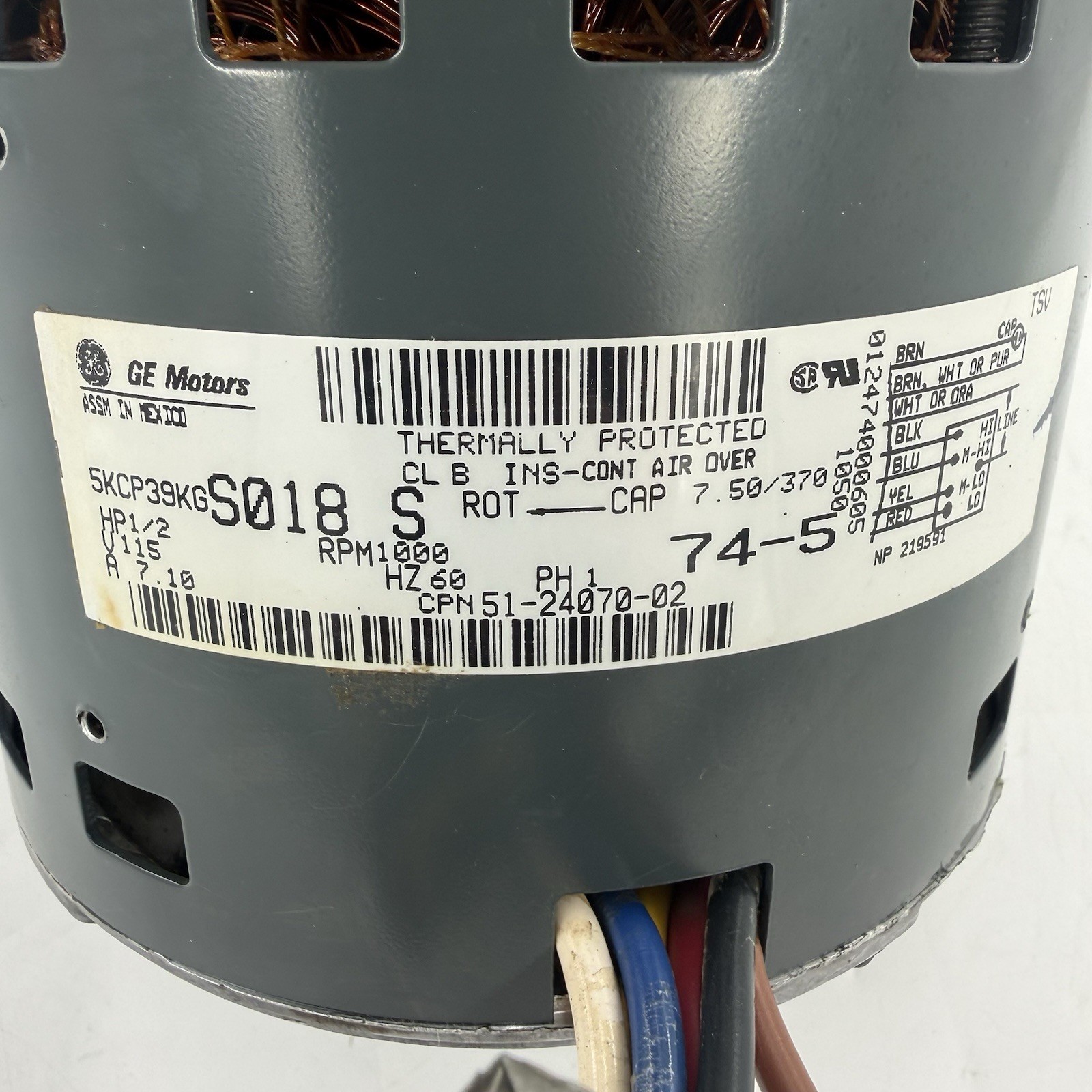 GE Motors 5KCP39KGS018S Furnace Blower Motor 1/2HP 1000RPM 115V 1PH 51-24070-02