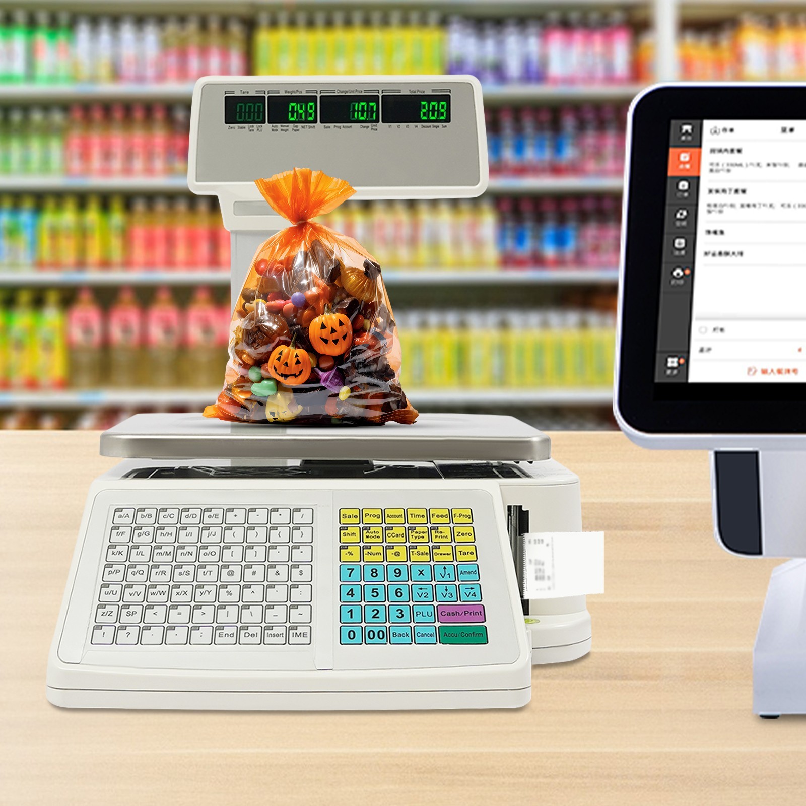 Commercial Label Printing Scale 30kg Capacity with Barcode Scanner Port