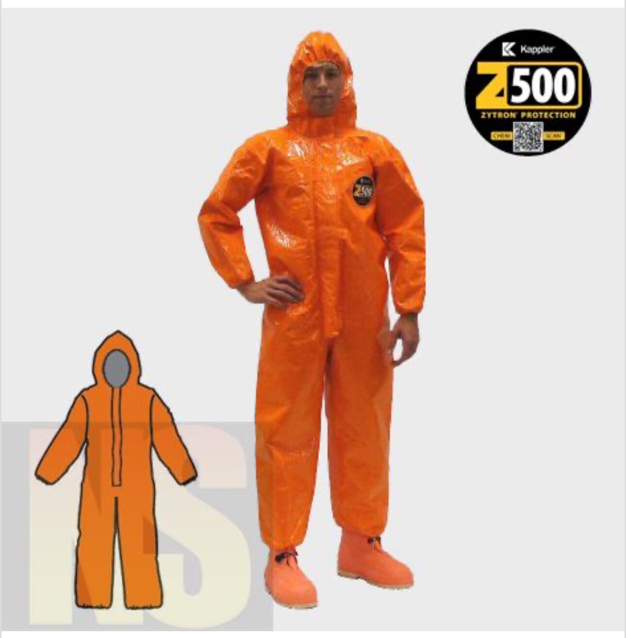 NEW Kappler Zytron Z500 Coverall w/ Hood & Elastic Wrists & Ankles LG/XL Z5H428