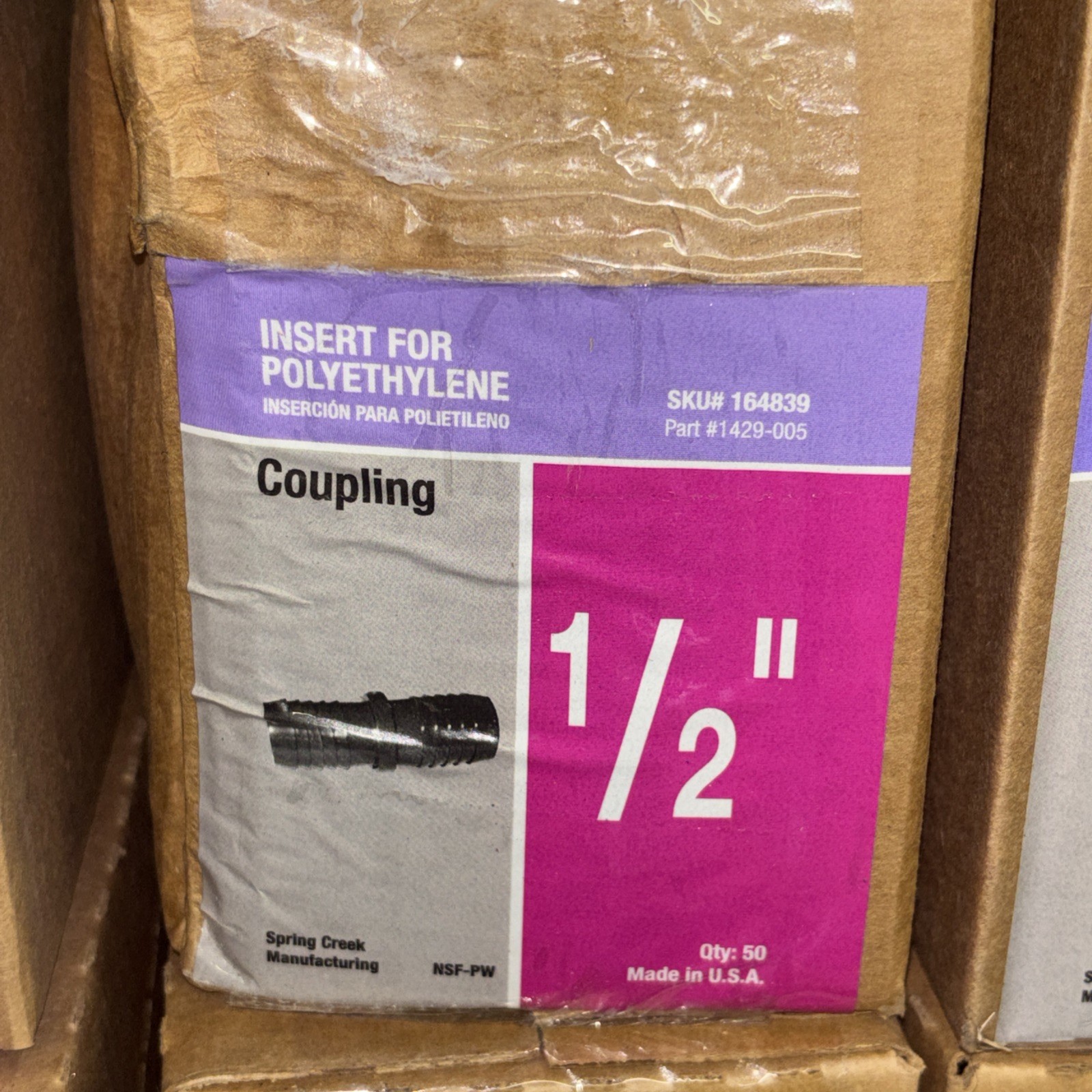 Poly Inserts | Coupling | 1/2” | Qty. 50 | One Box