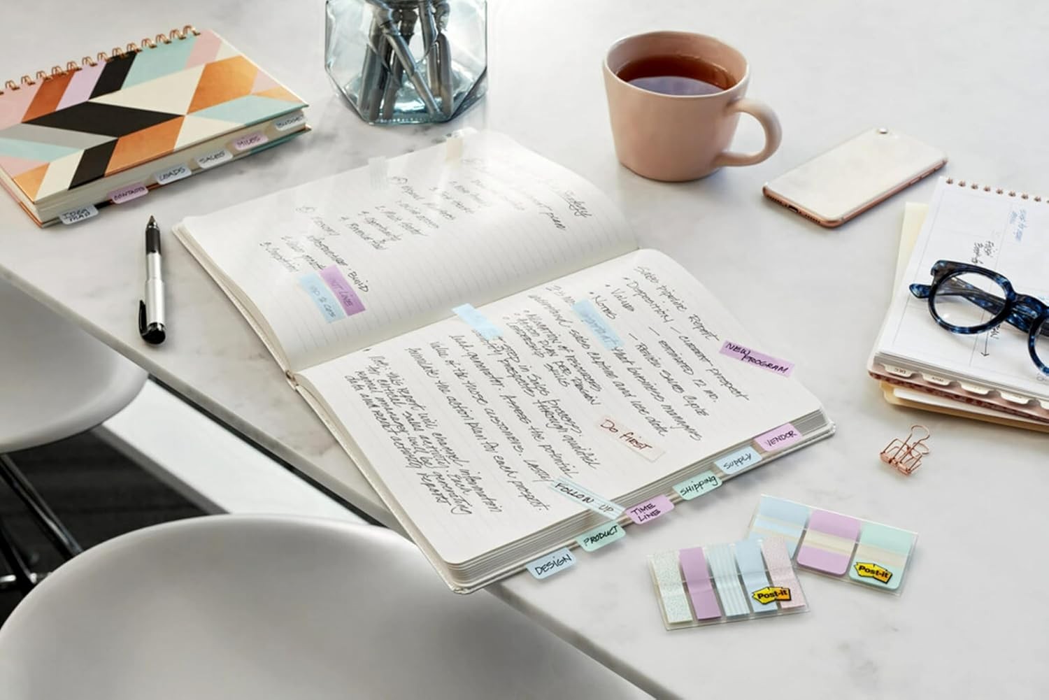 ® Pastel Color Tabs, Gradient Blue, Pink, Clear, 36 Tabs/Pack