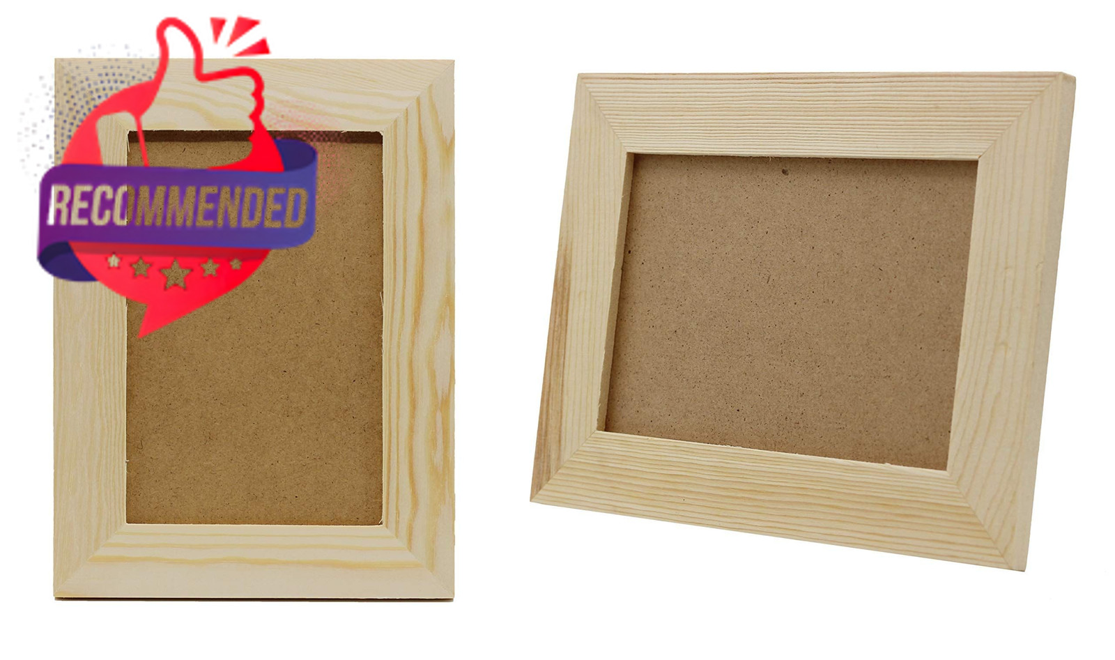 Pack Of 6 – Unfinished Solid Pine Wood Picture Frames For Arts & Crafts, Diy