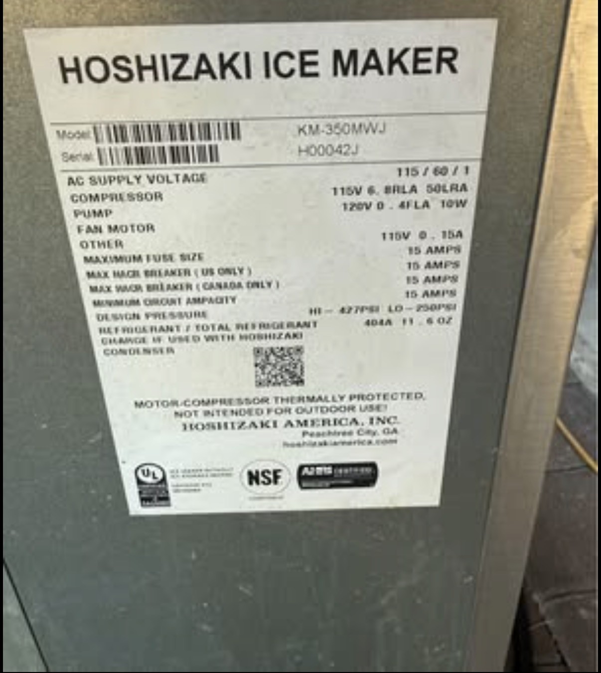 hoshizaki ice machine, 2018, ICE MAKER, NEW,COMMERCIAL ICE MAKER