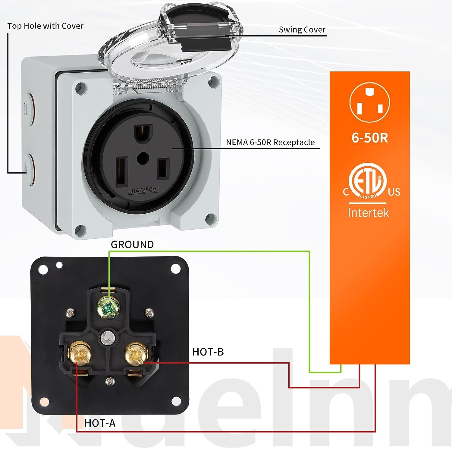 50Amp Power Outlet Box Receptacle Outdoor Dustproof Weatherproof Generators