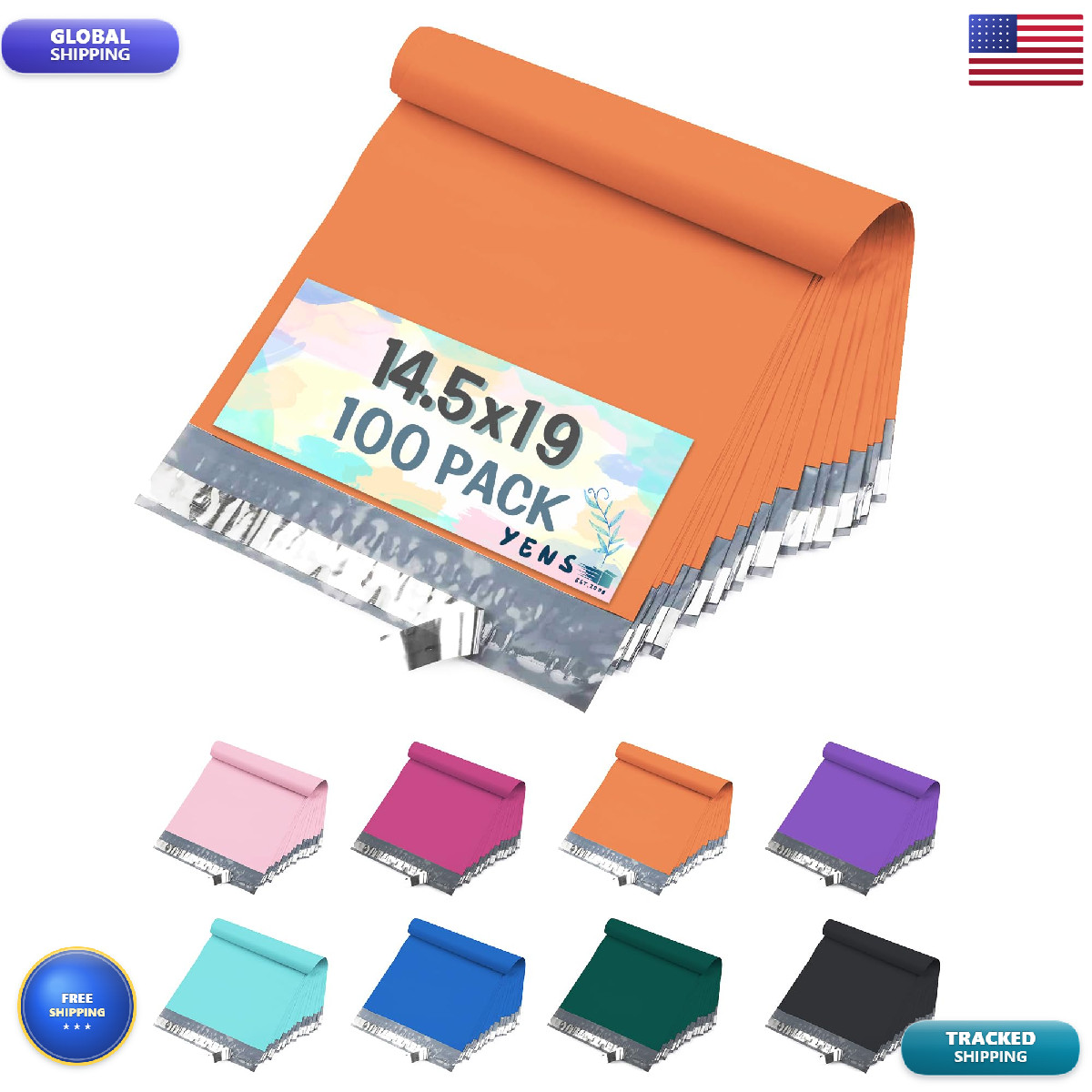 Yens Poly Mailers 14.5X19 100 Pack Orangestrong Self Seal Adhesive Envelopes