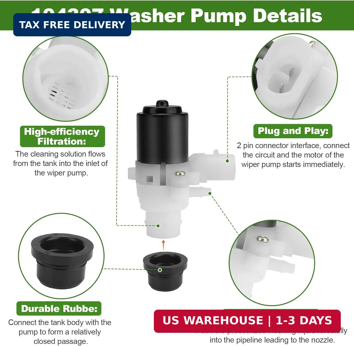 Upgraded Truck Windshield Washer Fluid Pump Replacement for Kenworth T680 T880 a