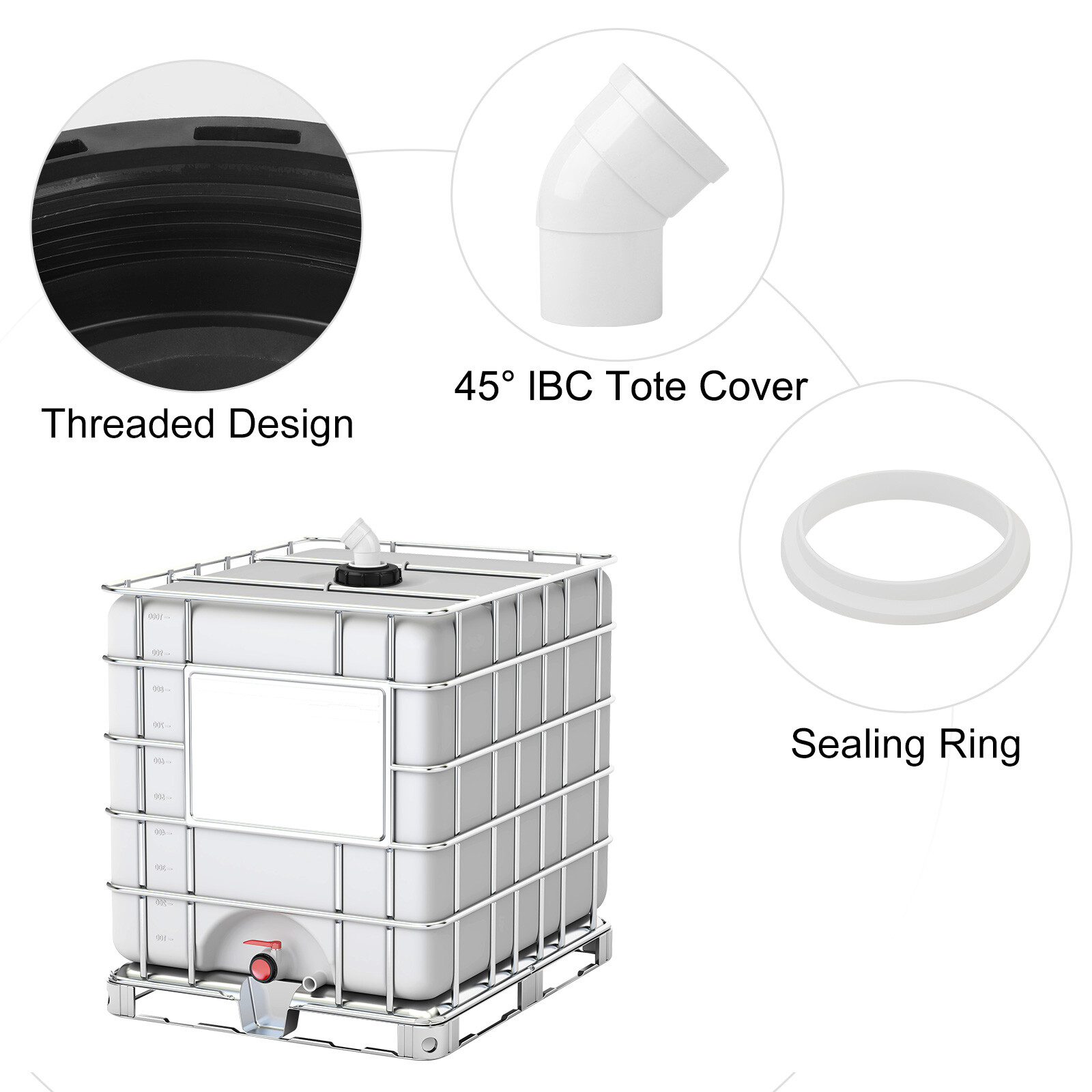 45° IBC Tote Tank Cover with Filter Tank Cap Ton Barrel Filter Lid Cover