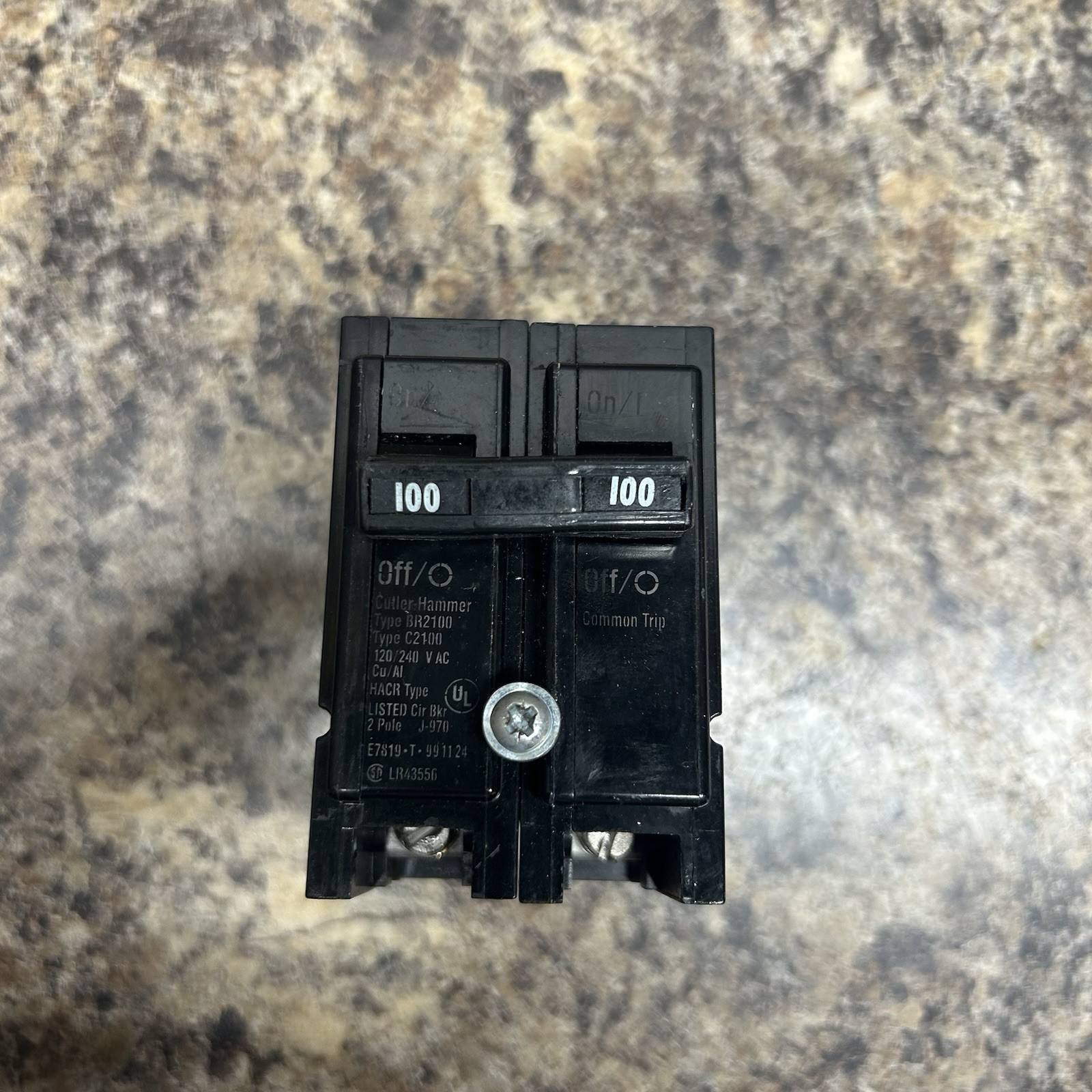 100A 2-pole Eaton Cutler Hammer type BR2100 Circuit Breaker 120/240V Common Trip