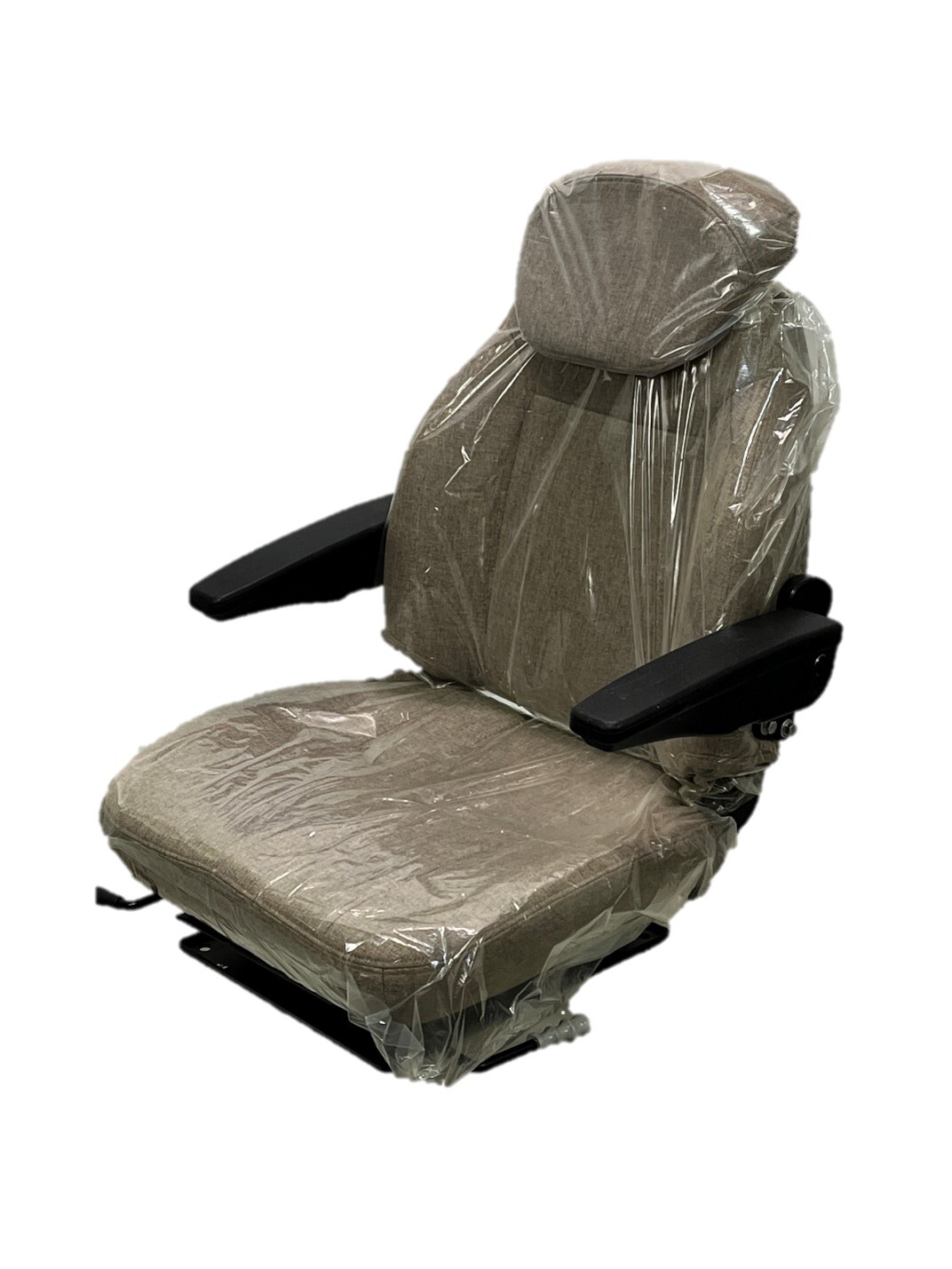 Brown Fabric Tractor Seat w/ Armrests, Sliderails and Swivel- 11″ x 13″ Mounting