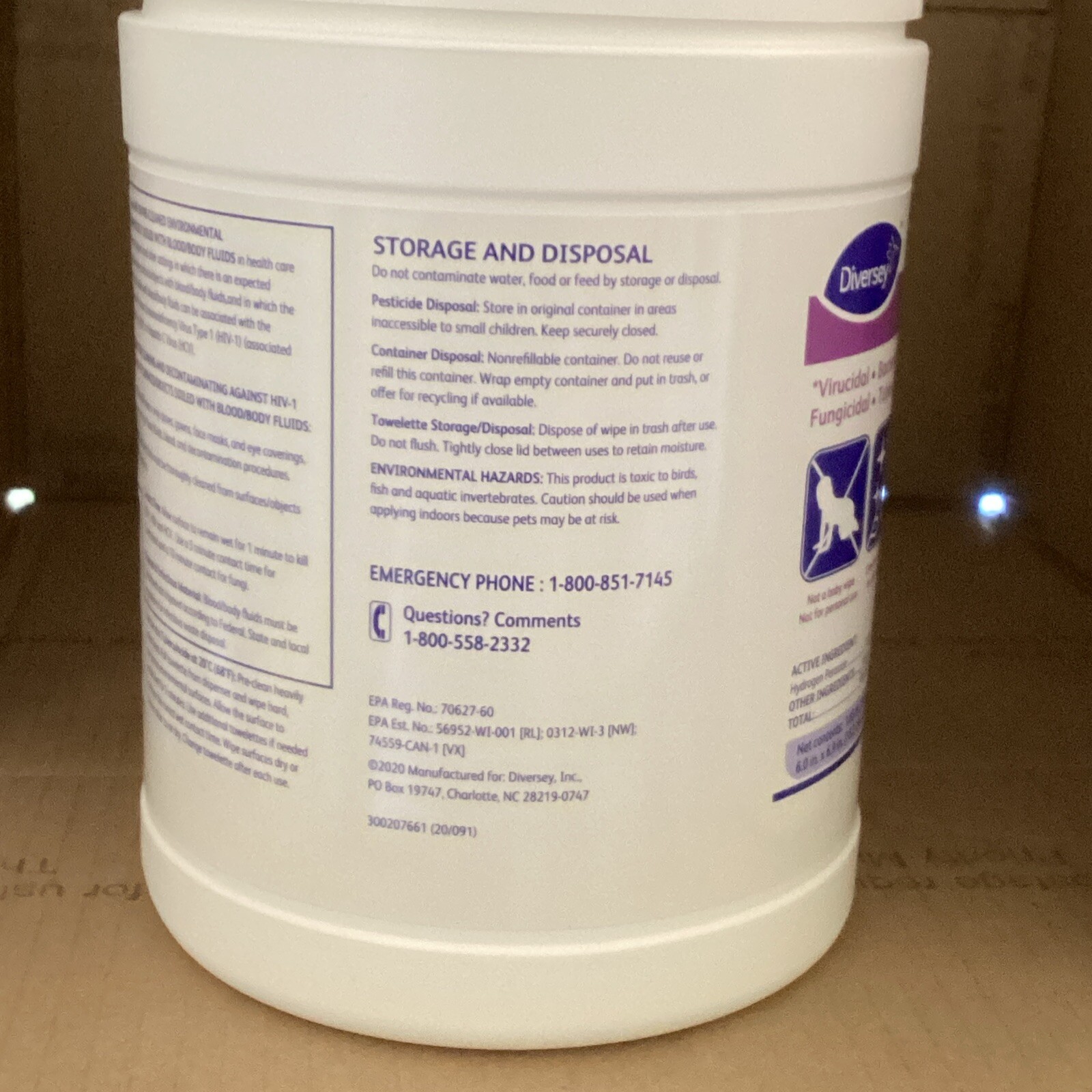 LOT of (4) Diversey Oxivir TB Disinfectant Wipes Containers, White, 160 ea – NEW