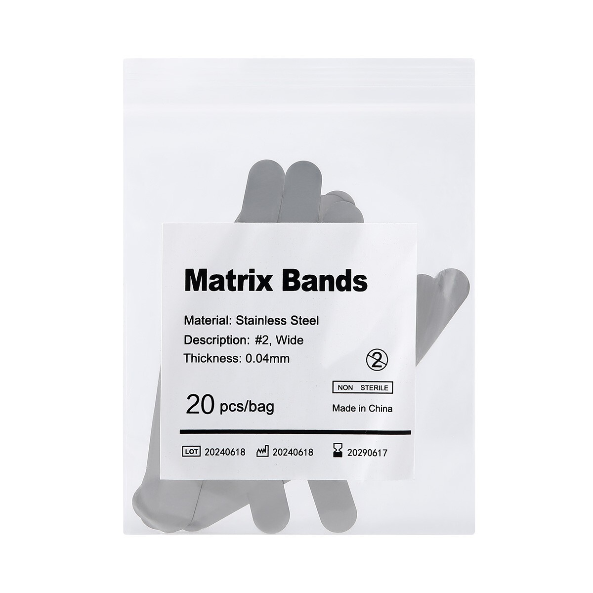 AZDENT Dental Matrix Bands Inch 0.04mm Regular Tofflemire Type 20pcs/bag