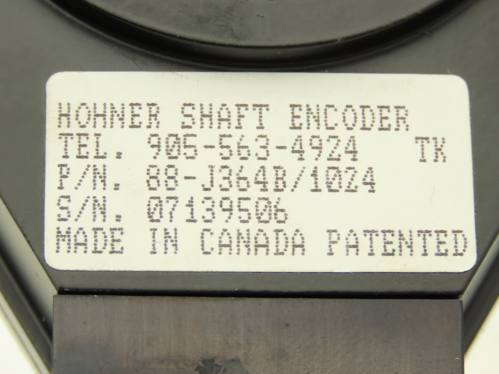 Hohner 88-J364B/1024 Hollow Shaft Encoder 1024ppr 12 Pin 1-1/8″ Shaft