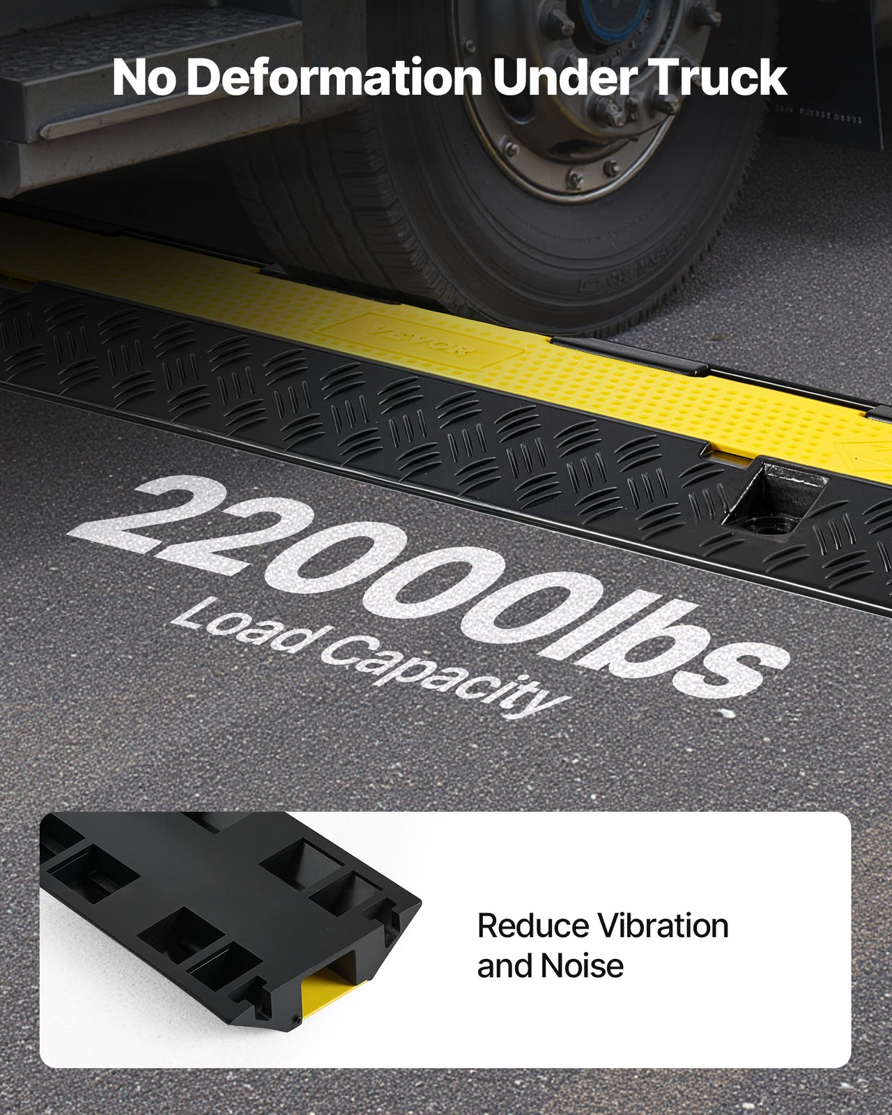 VEVOR Cable Protector Ramp Rubber Cord Cover 22000 lbs/axle Capacity 2 Channel