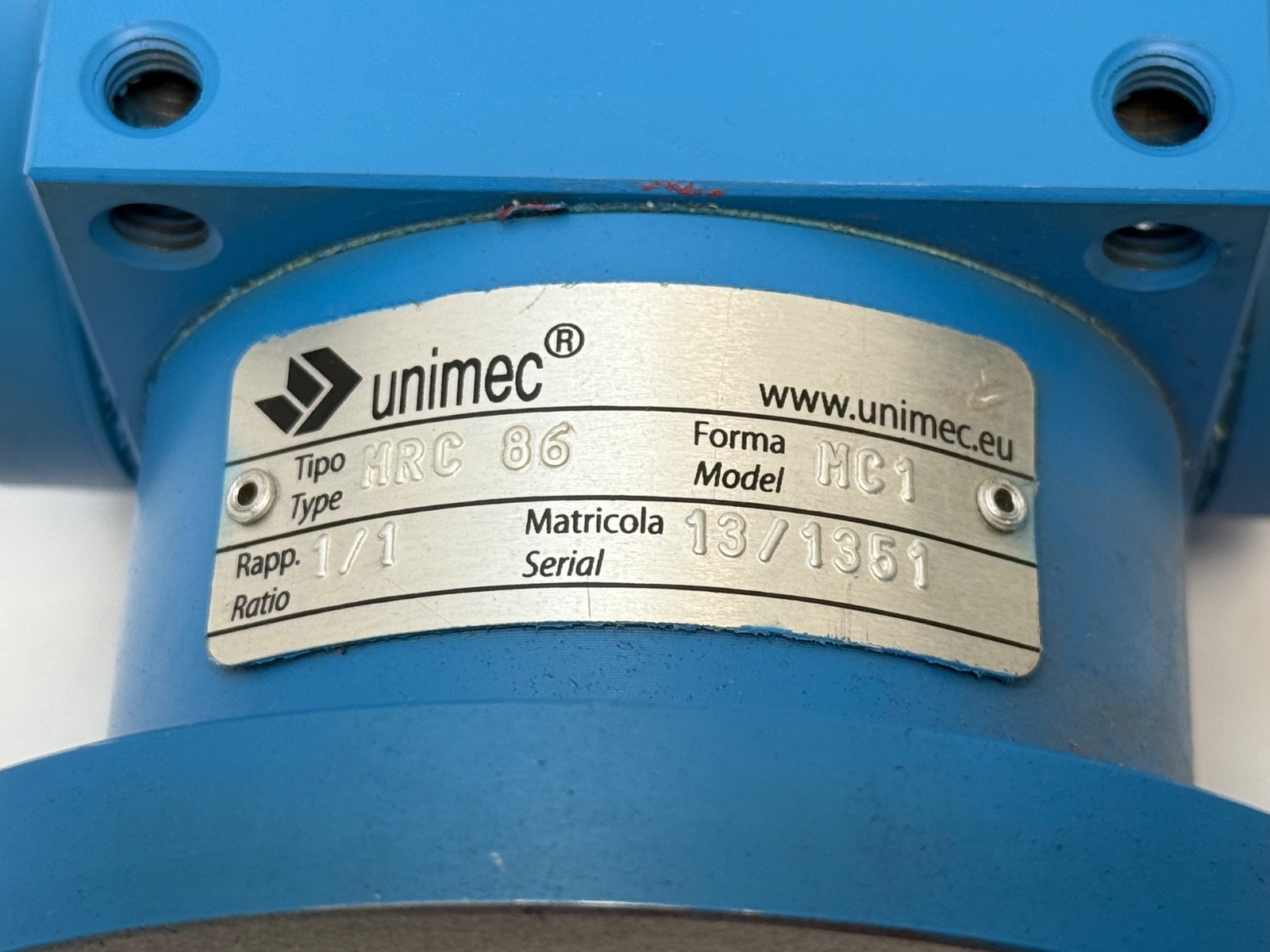 Unimec MRC-86 Right Angle Gear Reducer 1:3 MC1 MRC86