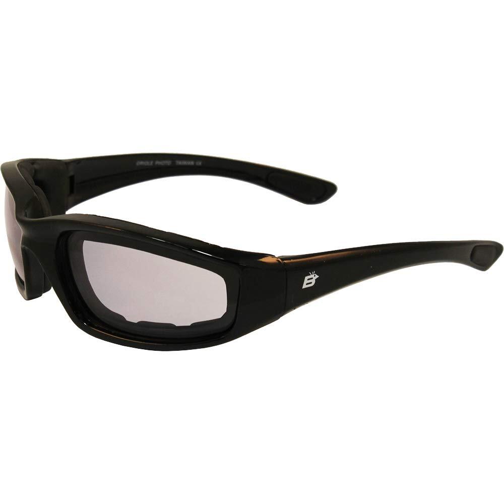 Birdz Eyewear Oriole Motorcycle Sunglasses Black Frame w/ Clear-Smoke Lenses