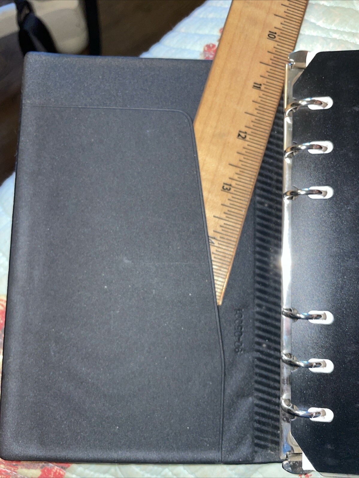 4.5 X 7 Faux Leather Blue 6 Ring Basic Planner Hook Loop fastener
