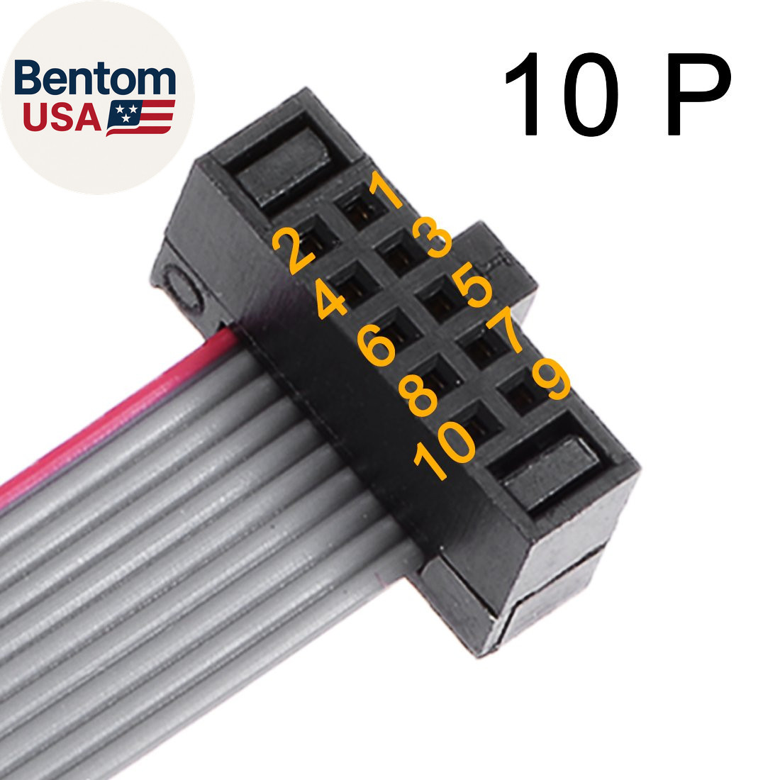 IDC 10 Pins Connector Flat Ribbon Cable Female Connector Length 20Cm 1.27Mm Pitc