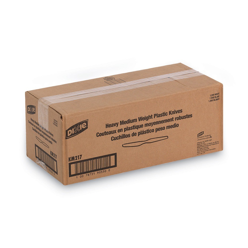 Dixie KM217 Heavy Medium Weight Knives Plastic Cutlery – White (1000/Carton) New